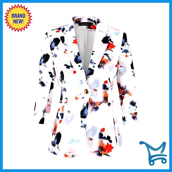 Lightweight 3/4 Sleeve Blazer Jacket for Office Work
